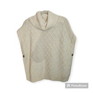 Tantrums Cream Knit Openside Turtle Neck Pullover Sweater One Size